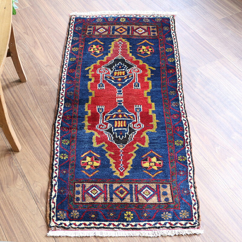 Rakuten - 【15%OFFクーポン対象】トルコ絨毯 ヤストゥク トライバルラグ120×53cm2つのシャンデリア