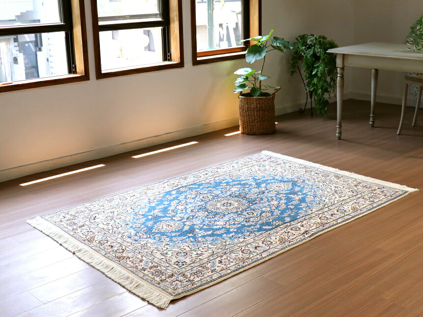 ペルシャ絨毯　ナイン産 9L 185×124cm ブルーのメダリオン kilims-10212457 ガラタバザール(キリム&ラグ) サンプル画像2