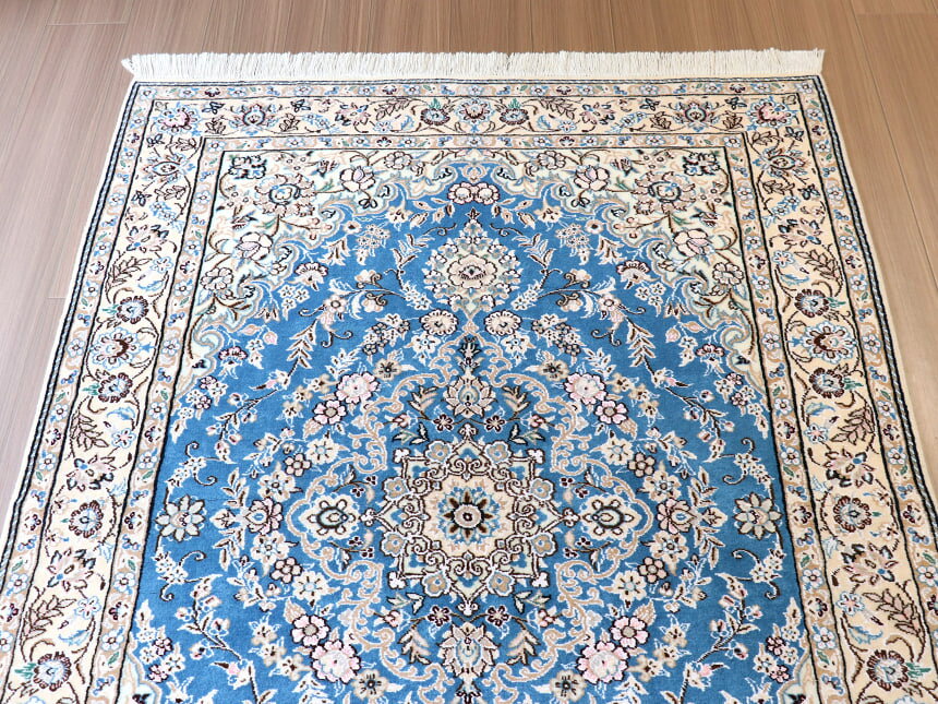 ペルシャ絨毯　ナイン産 9L 185×124cm ブルーのメダリオン kilims-10212457 ガラタバザール(キリム&ラグ) サンプル画像3