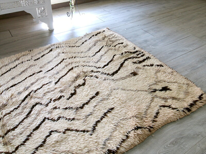 モロッコラグ アジラル モノトーン 249×113cm Morroco Berber Rug Azilal ジグザグ [3]