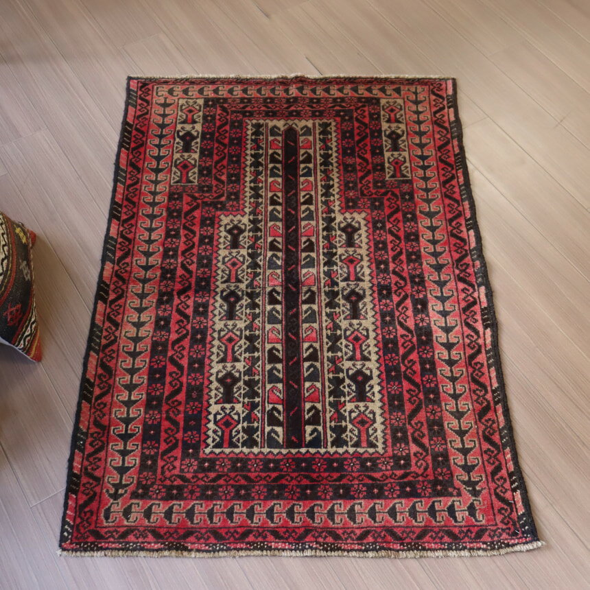 10帖用（352 cm×440 cm） - 【15%OFFクーポン対象】トライバルラグ バルーチ 138×93cm 階段状のミフラープ