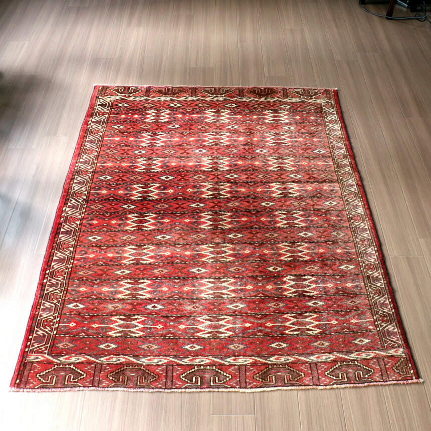 Rakuten - 【15%OFFクーポン対象】トライバルラグ 手織り絨毯 188×143cm ヤムート　トルクメン