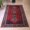 トライバルラグ 部族絨毯 イラン南部ヤラメ Yalameh 254×154cm レッド&ネイビー