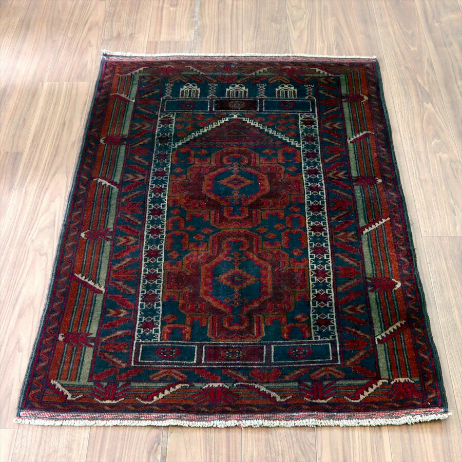 【15%OFFクーポン対象品】トライバルラグ バルーチ 136×89cm 手織りラグ ミフラープ(3.0)