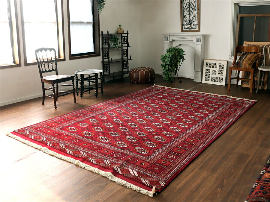 【15%OFFクーポン対象】トライバルラグ トルクメン 300×200cm 連なるギュル文様 kilims-10218540 ガラタバザール(キリム&ラグ) サンプル画像2