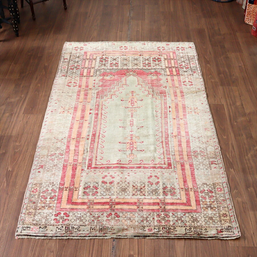 176 cm - 352 cm - 【15%OFFクーポン対象】トルコ絨毯 シワス 213×124cm 色褪せたミフラープ