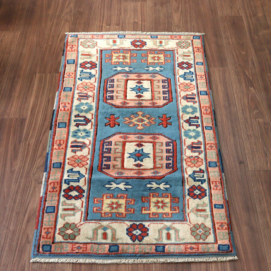 Rakuten - 【15%OFFクーポン対象】トルコの手織り絨毯 チャナッカレ 148×82cm 幾何学モチーフと小花