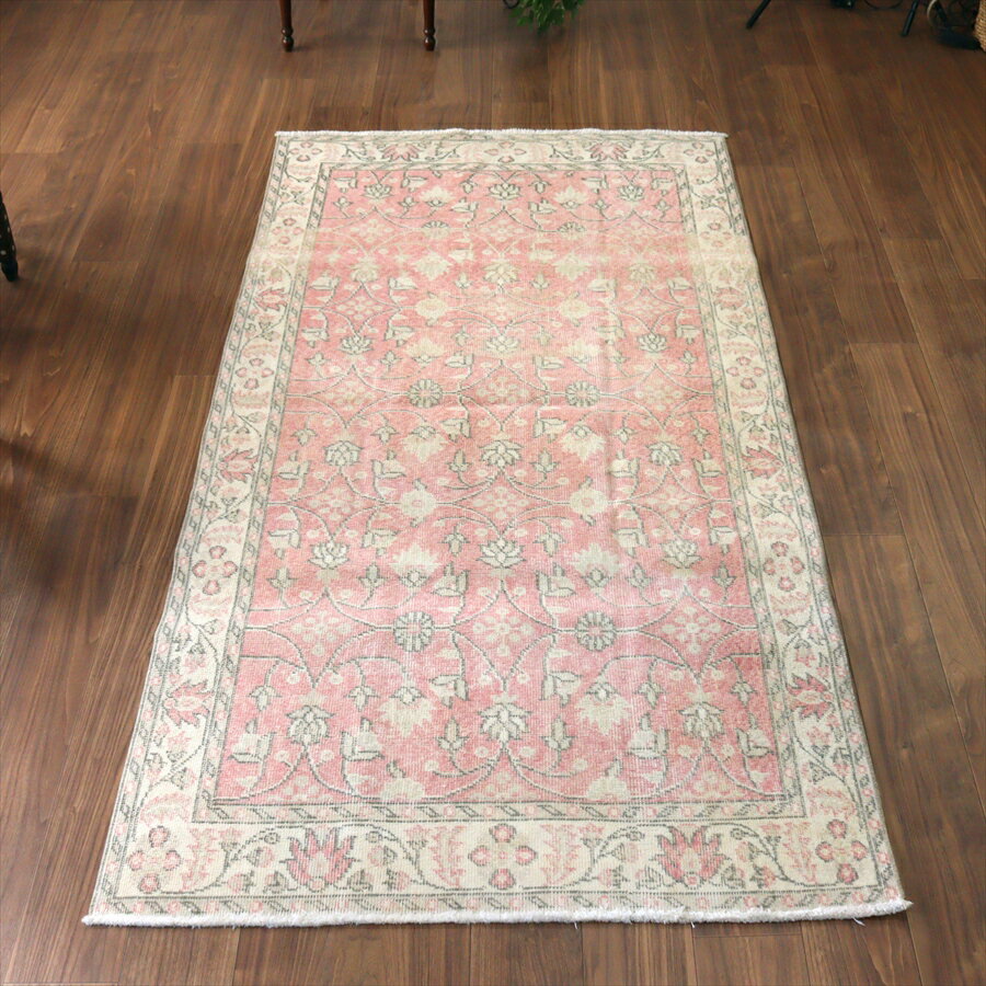 Rakuten - 【15%OFFクーポン対象】オールドラグ ヴィンテージウォッシュ 210×113cm ウスパルタ 連なる花 レッド