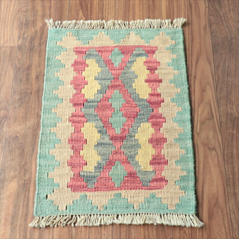 Rakuten - 【15%OFFクーポン対象】手織りキリム イラン南部シラーズ 62×42cm ウール100% 一点もの