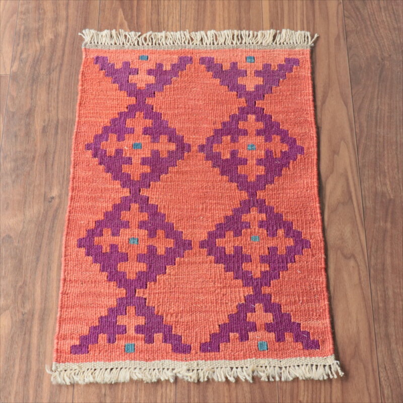Rakuten - 【15%OFFクーポン対象】手織りキリム イラン南部シラーズ 69×44cm ウール100% 一点もの