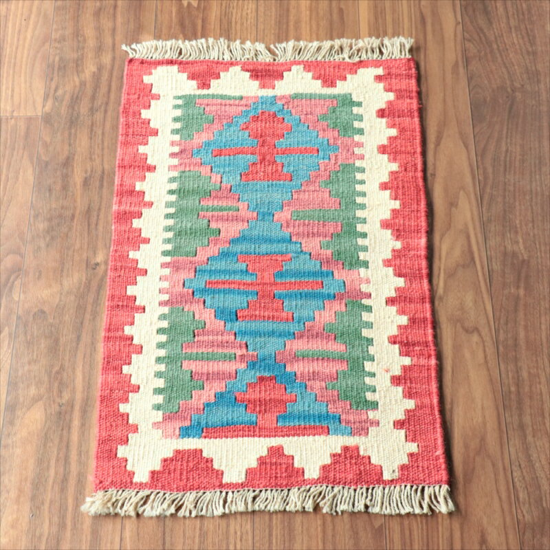 Rakuten - 【15%OFFクーポン対象】手織りキリム イラン南部シラーズ 67×42cm ウール100% 一点もの