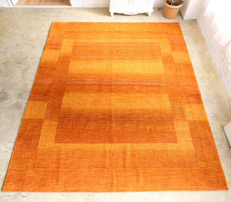 【15%OFFクーポン対象品】ギャッベ・ロリアタシュ　LoriAtash300×249cm イエローグラデーション　正方形7.5m2　最上級の細かな織り