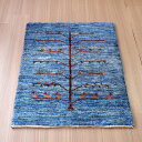 ギャッベ　ノマド　イラン産手織りラグ 85×65cm ブルー　生命の木