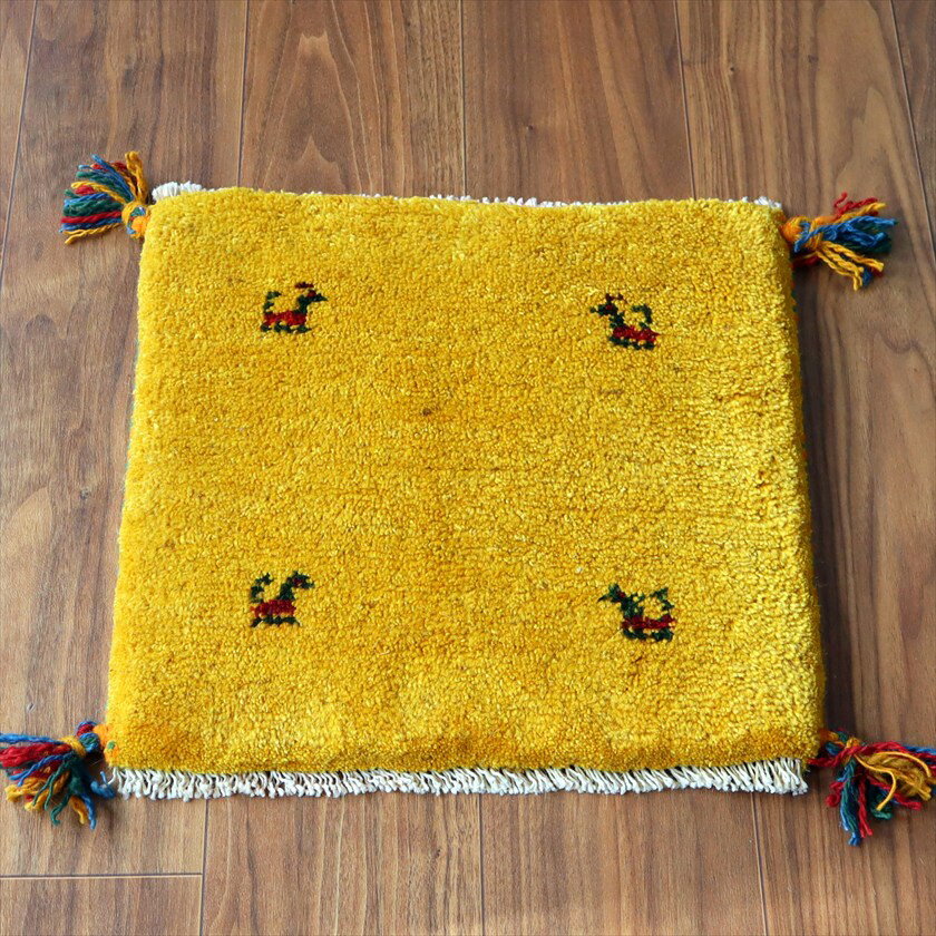 Gabbeh - 【15%OFFクーポン対象】ギャッベ イラン産手織りラグ 41×40cm イエロー 動物モチーフ