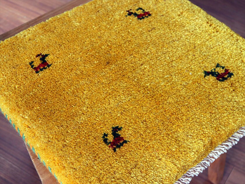ギャッベ イラン産手織りラグ 41×40cm イエロー 動物モチーフ kilims-10136531 ガラタバザール(キリム&ラグ) サンプル画像3