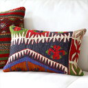 【15%OFFクーポン対象品】オールドキリムクッションカバー ミニサイズ 長方形 枕型 ピロータイプ 44×30cmシワス