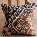 【15%OFFクーポン対象品】オールドキリム クッションカバー 40×40cm カルス・細かな幾何学モチーフ Old Kilim Cushion