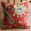 【15%OFFクーポン対象品】オールドキリム クッションカバー 41×40cm ブルガリア・花とつる草 Old Kilim Cushion