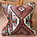 【15%OFFクーポン対象品】オールドキリム クッションカバー 40×40cm カルス・幾何学モチーフ Old Kilim Cushion