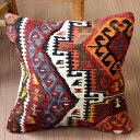 【15%OFFクーポン対象品】オールドキリム クッションカバー 40×40cm カルス・幾何学モチーフ Old Kilim Cushion