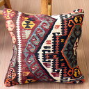 【15%OFFクーポン対象品】オールドキリム クッションカバー 40×40cm カルス・幾何学モチーフ Old Kilim Cushion