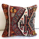 【15%OFFクーポン対象品】オールドキリム クッションカバー 40×40cm カルス・幾何学モチーフ Old Kilim Cushion