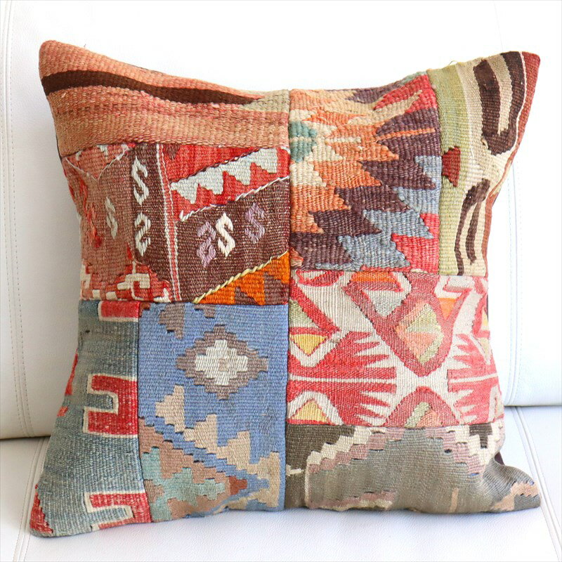 【15%OFFクーポン対象】オールドキリムクッションカバー 45×46cm パッチワーク Old Kilim Cushion