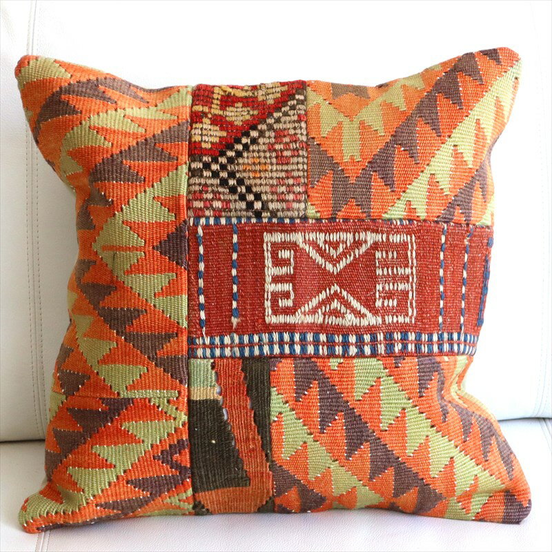 【15%OFFクーポン対象】オールドキリムクッションカバー 45×44cm パッチワーク Old Kilim Cushion