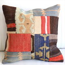 【15%OFFクーポン対象品】オールドキリムクッションカバー 45×45cm パッチワーク Old Kilim Cushion