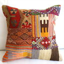 【15%OFFクーポン対象品】オールドキリムクッションカバー 44×44cm パッチワーク Old Kilim Cushion