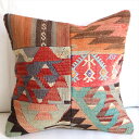 【15%OFFクーポン対象品】パッチワーククッションカバー 44×44cm オールドキリムクッション Old Kilim Cushion