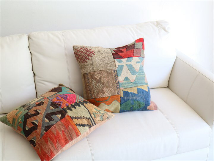 パッチワーククッションカバー 45×45cm オールドキリムクッション Old Kilim Cushion