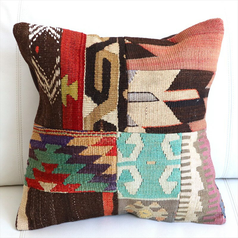 【15%OFFクーポン対象】クッションカバー キリムパッチワーク 45×46cm Old Kilim Cushion