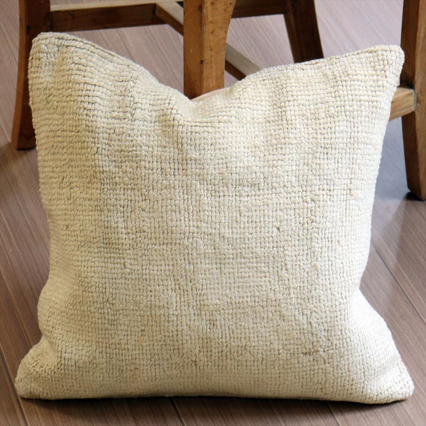 ヴィンテージラグ クッションカバー 40×41cm トルコ絨毯・ブリーチしたアンティーク加工