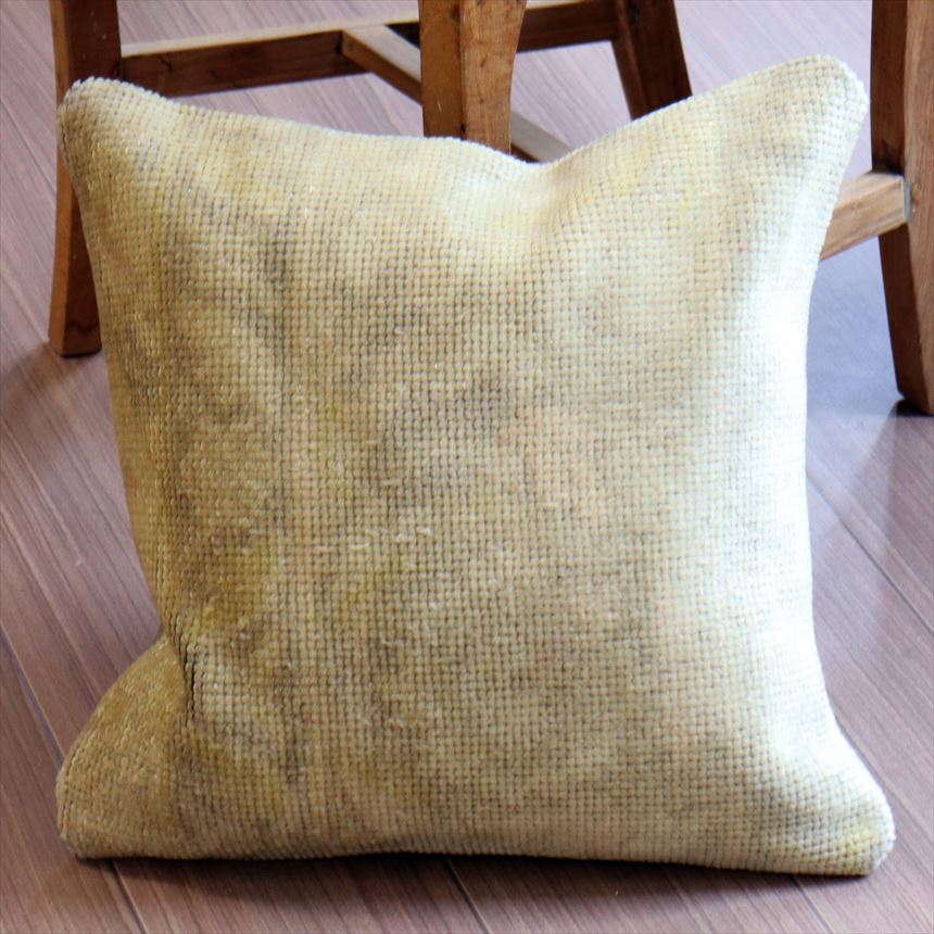 ヴィンテージラグ クッションカバー 41×41cm トルコ絨毯・ブリーチしたアンティーク加工 [2]