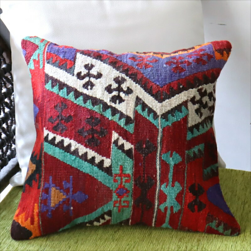 【15%OFFクーポン対象】オールドキリム クッションカバー40×40cmカイセリ地方 チフカナットキリム