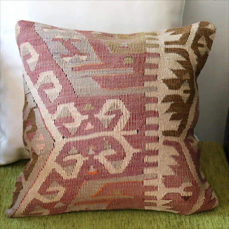【15%OFFクーポン対象】オールドキリム クッションカバー41×40cmカイセリ地方 チフカナットキリム