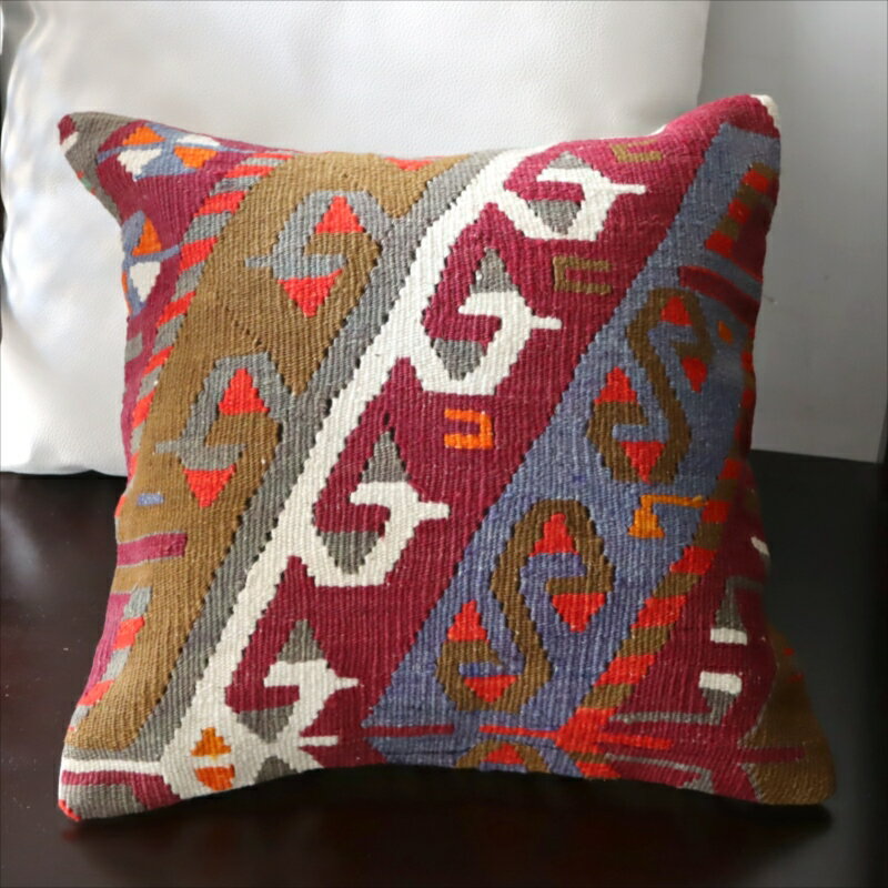 【15%OFFクーポン対象】オールドキリム クッションカバー40×40cmカイセリ地方 チフカナットキリム