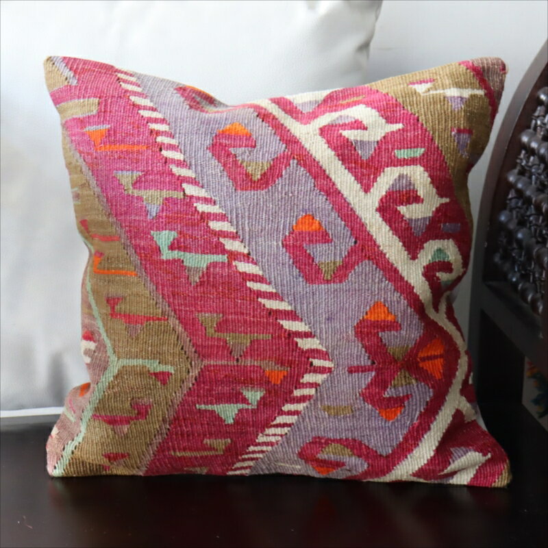 【15%OFFクーポン対象】オールドキリム クッションカバー40×40cmカイセリ地方 チフカナットキリム