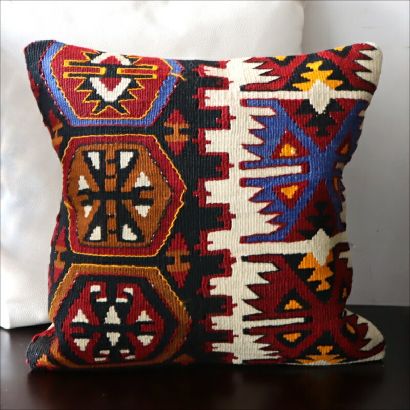 【15%OFFクーポン対象】オールドキリム クッションカバー40×40cmカイセリ地方 チフカナットキリム