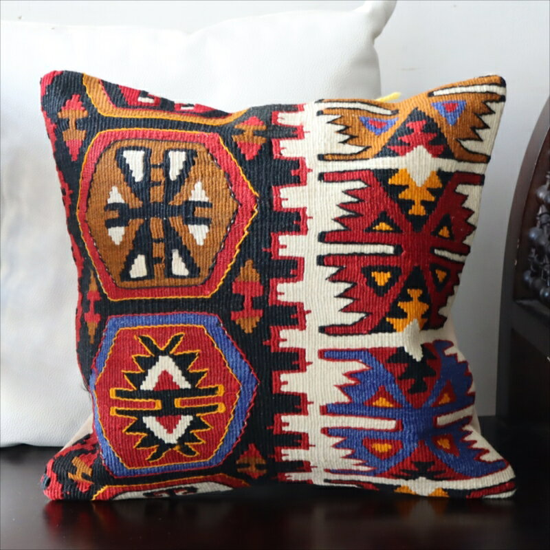 【15%OFFクーポン対象】オールドキリム クッションカバー40×40cmカイセリ地方 チフカナットキリム