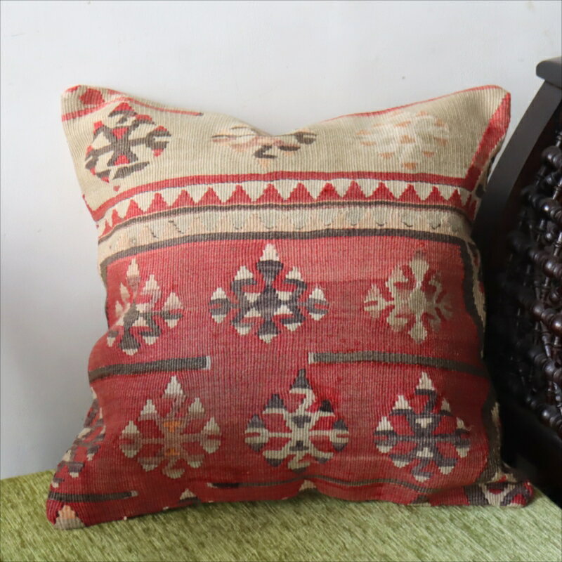 【15%OFFクーポン対象】オールドキリム クッションカバー40×41cmシワス地方 チフカナットキリム
