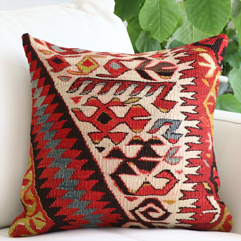 y15%OFFN[|ΏەizLNbVJo[ 40cm gR D Be[W I[h Kilim CushionAChD