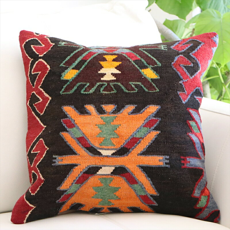 キリム kilim クッションカバー 40×40cm クバ ダークブラウン