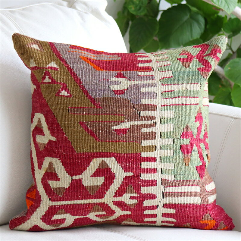 【15%OFFクーポン対象品】クッションカバー 40cmサイズ オールドキリム　Old Kilim Cushion カイセリ　ドラゴンの白い爪 1