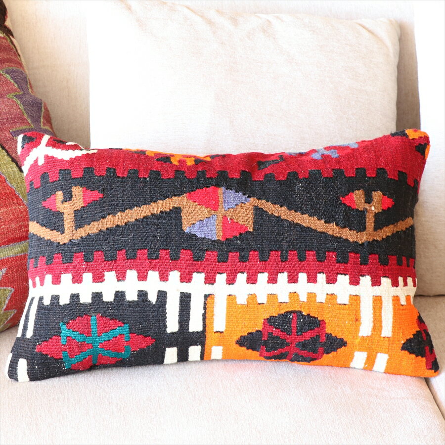 オールドキリムクッション・長方形 Turkish Old Kilim Cushion 50×30cm　カイセリ