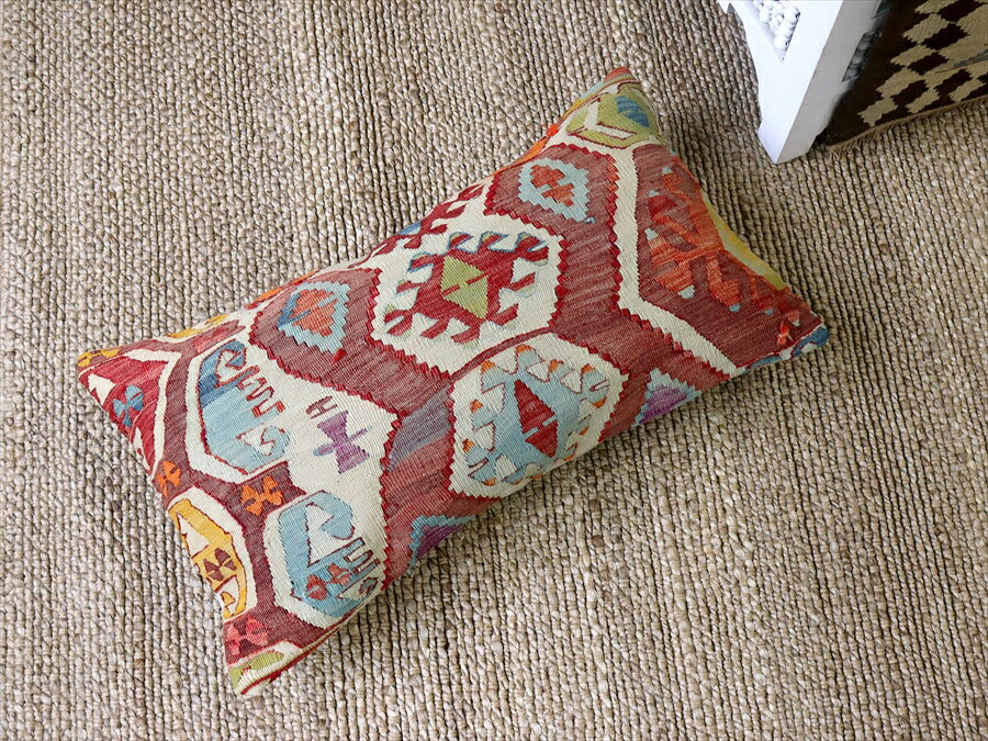 オールドキリムクッションカバー・長方形 70×40cmサイズ 中綿別売り Turkish Old Kilim Cushion/コンヤ(Konya) [2]
