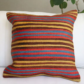 【15%OFFクーポン対象品】オールドキリムクッションカバー50cm角サイズ/Turkish Kilim Cushion コンヤ・ボーダー