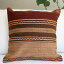 オールドキリムクッションカバー50cm角サイズ/Turkish Kilim Cushion コンヤ・波のジジムとブラウンのボーダー