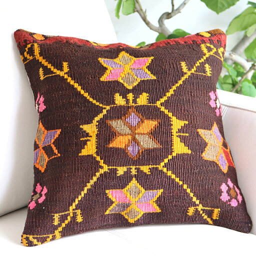 【15%OFFクーポン対象品】オールドキリム クッションカバー 40cm /Old Kilim Cushion 黄色のラティス/カルス 【15%OFFクーポン対象品】オールドキリム クッションカバー 40cm /Old Kilim Cushion 黄色のラティス/カルス